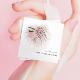 Cartão De Visita Quadrado Logotipo de Bela Moderna Unhas Eyelashes Brows