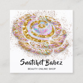 Cartão De Visita Quadrado Logotipo de código QR branco branco do Hológrafo d