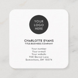 Cartão De Visita Quadrado Logotipo de código QR branco simples