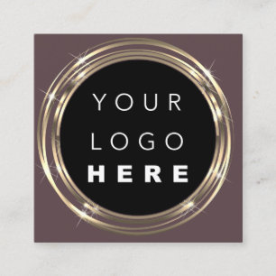 Cartão De Visita Quadrado Logotipo de código QR Compro online Quadro Dourado