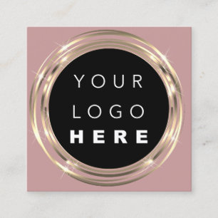 Cartão De Visita Quadrado Logotipo de código QR Compro online Quadro Dourado