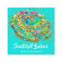 Logotipo de código QR Dourado de água cor-de-rosa 