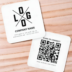 Cartão De Visita Quadrado Logotipo de Código QR Personalizado Minimalista Mo
