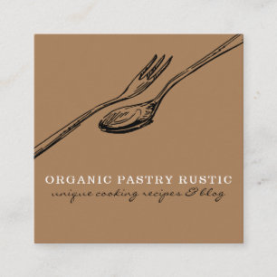 Cartão De Visita Quadrado logotipo de colher de comer comida para cozinhar d