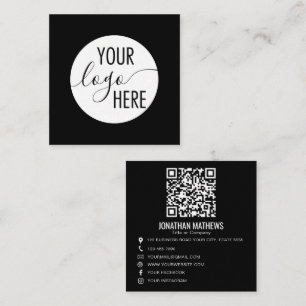 Cartão De Visita Quadrado Logotipo de Empresa Minimalista Profissional Códig