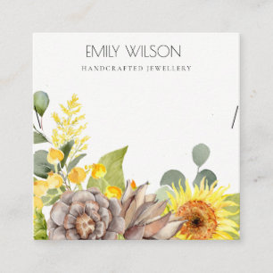 CARTÃO DE VISITA QUADRADO LOGOTIPO DE EXIBIÇÃO FLORAL DE NECKLACE EUCALYPT
