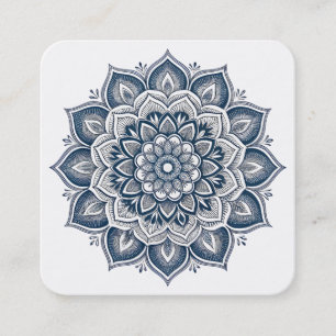 Cartão De Visita Quadrado Logotipo de Flor de Lótus Elegante Yoga
