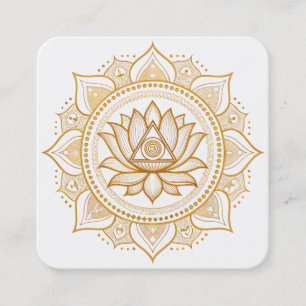 Cartão De Visita Quadrado Logotipo de Flor de Lótus Elegante Yoga