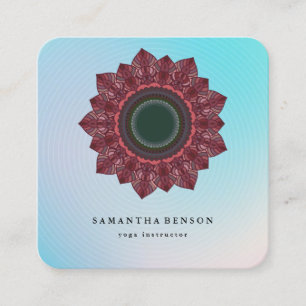 Cartão De Visita Quadrado Logotipo de Flor de Lótus em Aquarela Elegante par