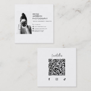 Cartão De Visita Quadrado Logotipo de Imagem de Fotógrafo de Câmera Minimali