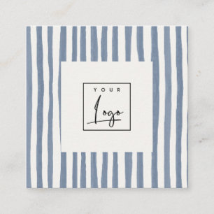 Cartão De Visita Quadrado Logotipo de Listras Desenhadas à Mão em Aquarela A
