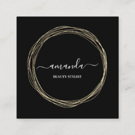 Cartão De Visita Quadrado Logotipo de Maqueamento de Beleza Profissional - Q