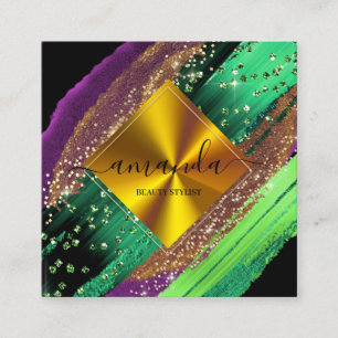 Cartão De Visita Quadrado Logotipo de Maqueamento de Beleza Profissional VIP