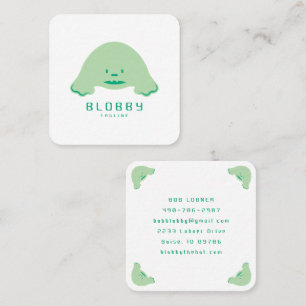 Cartão De Visita Quadrado Logotipo de Personagem Blobby   Design de Marca de