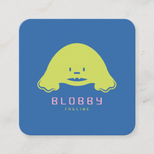 Cartão De Visita Quadrado Logotipo de Personagem Blobby Design de Marca de
