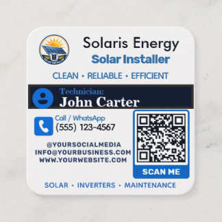 Cartão De Visita Quadrado Logotipo de QR Code de Empresa de Instalação de Pa