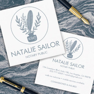 Cartão De Visita Quadrado Logotipo de Quill Botânico Elegante Chic Público