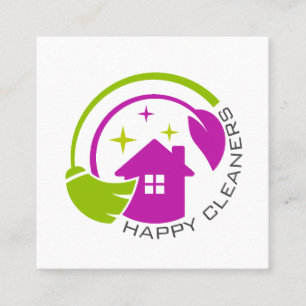 Cartão De Visita Quadrado Logotipo de serviço Maid de Limpeza Simples de Ca