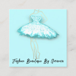 Cartão De Visita Quadrado Logotipo de vestimenta da moda Código QR Glitter B