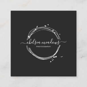 Cartão De Visita Quadrado Logotipo do círculo do abstrato Signature Wreath
