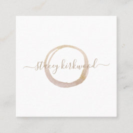 Cartão De Visita Quadrado Logotipo do Círculo Luminoso Dourado Branco Modern