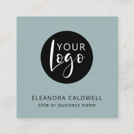 Cartão De Visita Quadrado Logotipo do Código QR de Mídia Social Azul-Verde