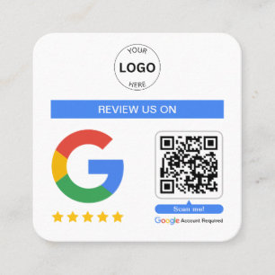 Cartão De Visita Quadrado Logotipo do Código Qr do Google Review Obrigado Mi