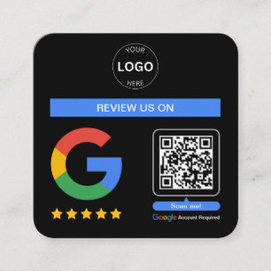 Cartão De Visita Quadrado Logotipo do Código Qr do Google Review Obrigado Mi