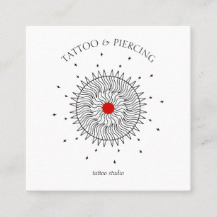 Cartão De Visita Quadrado Logotipo do Estúdio de Tatuagem e Piercing Celesti