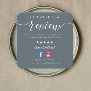 Cartão De Visita Quadrado Logotipo do Instagram no Facebook Deixe-nos um Mar