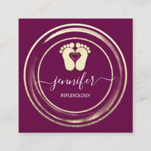 Cartão De Visita Quadrado Logotipo do QR Reflexologia Foot Massagem de Pés B