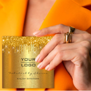 Cartão De Visita Quadrado Logotipo Dourado da beleza do planejador de evento