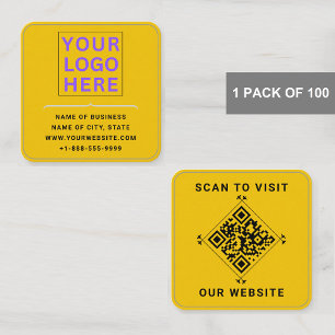 Cartão De Visita Quadrado Logotipo e código QR modernos Canto Arredondado
