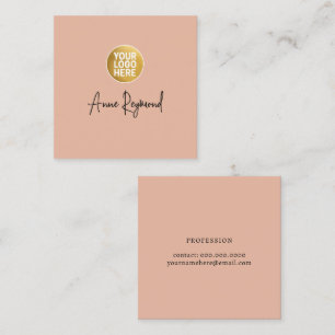 Cartão De Visita Quadrado Logotipo e Nome Manuscrito Boho Rose