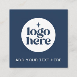 Cartão De Visita Quadrado Logotipo Empresarial Azul de Código QR Simples