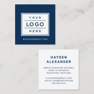 Cartão De Visita Quadrado Logotipo Empresarial Personalizado Azul Moderno da