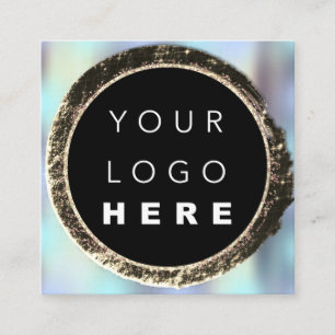 Cartão De Visita Quadrado Logotipo exclusivo Dourado azul do Compro Boutique