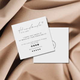 Cartão De Visita Quadrado Logotipo Feito à Mão Com Amor Pequenas Empresas Re