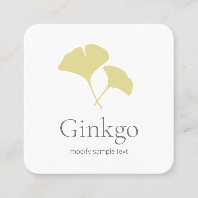 Cartão De Visita Quadrado Logotipo Ginkgo Leaf (Frente)