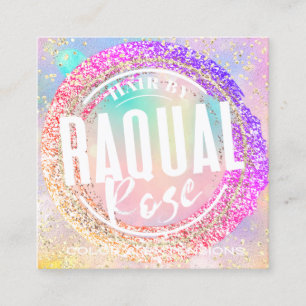 Cartão De Visita Quadrado Logotipo holográfico Boutique Compra brilho