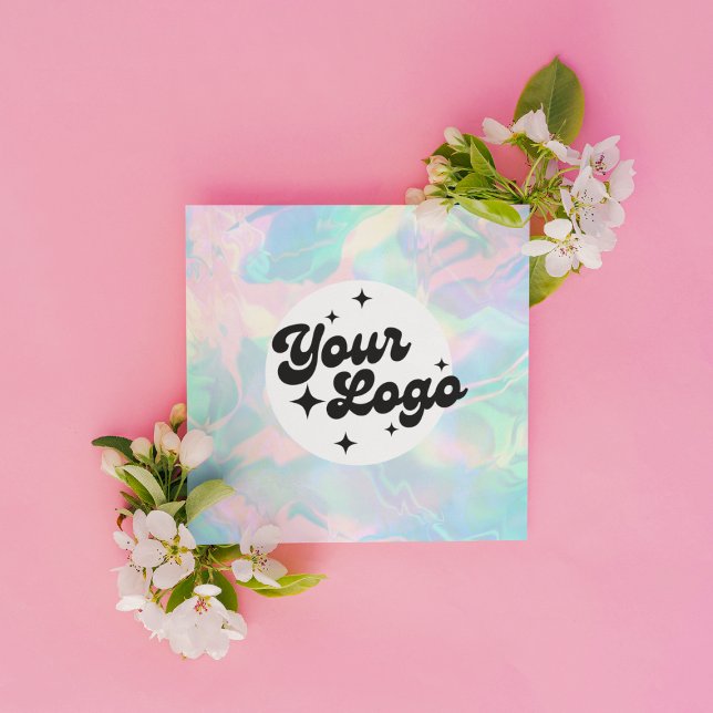 Cartão De Visita Quadrado Logotipo Holográfico Opal Stone (Criador carregado)