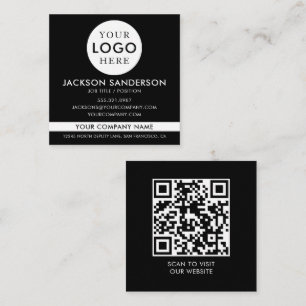 Cartão De Visita Quadrado Logotipo Minimalista Moderno Profissional Preto Br