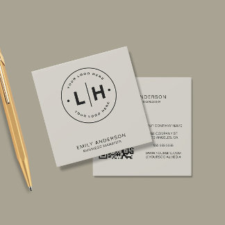 Cartão De Visita Quadrado Logotipo Minimalista Moderno QR