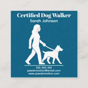 Cartão De Visita Quadrado Logotipo minimalista personalizável do Dog Walker