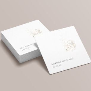 Cartão De Visita Quadrado Logotipo mínimo de Abstrato do Designer Dourado