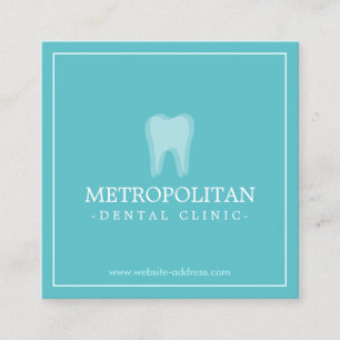 Cartão De Visita Quadrado Logotipo moderno clássico do dente do dentista no