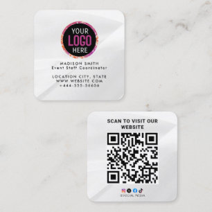 Cartão De Visita Quadrado Logotipo Moderno Personalizado e Código QR