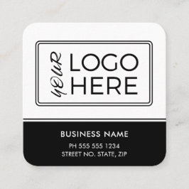 Cartão De Visita Quadrado Logotipo Moderno Simples de Código QR Preto Básico