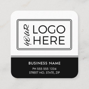 Cartão De Visita Quadrado Logotipo Moderno Simples de Código QR Preto Básico