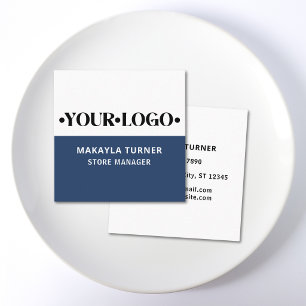 Cartão De Visita Quadrado Logotipo Personalizado Azul